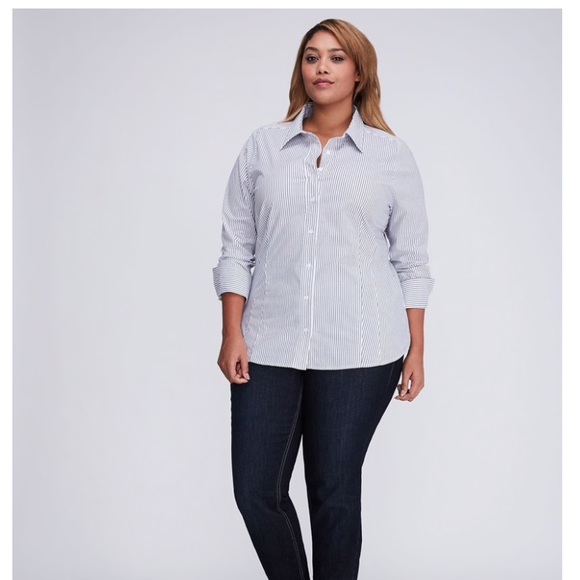 Stripped fitted essential shirt Lane Bryant - Picture 1 of 3